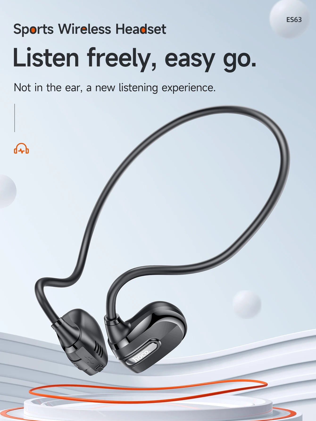 Open Ear Air Conduction Bluetooth Sports Headphones Wireless Earbuds with Microphone for Gym Use