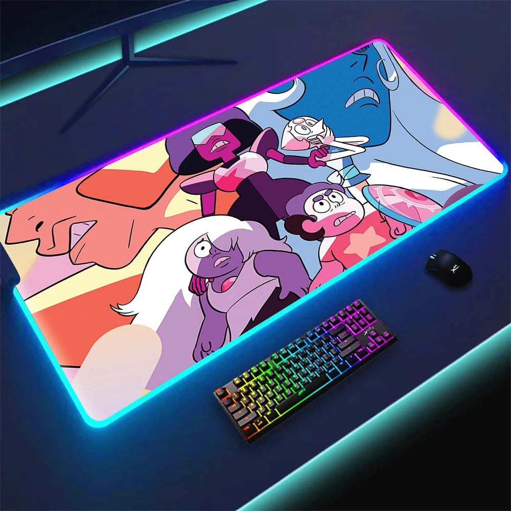 RGB Anime Gaming Mouse Pad with LED Lighting Non-slip Surface Large Waterproof Desk Mat
