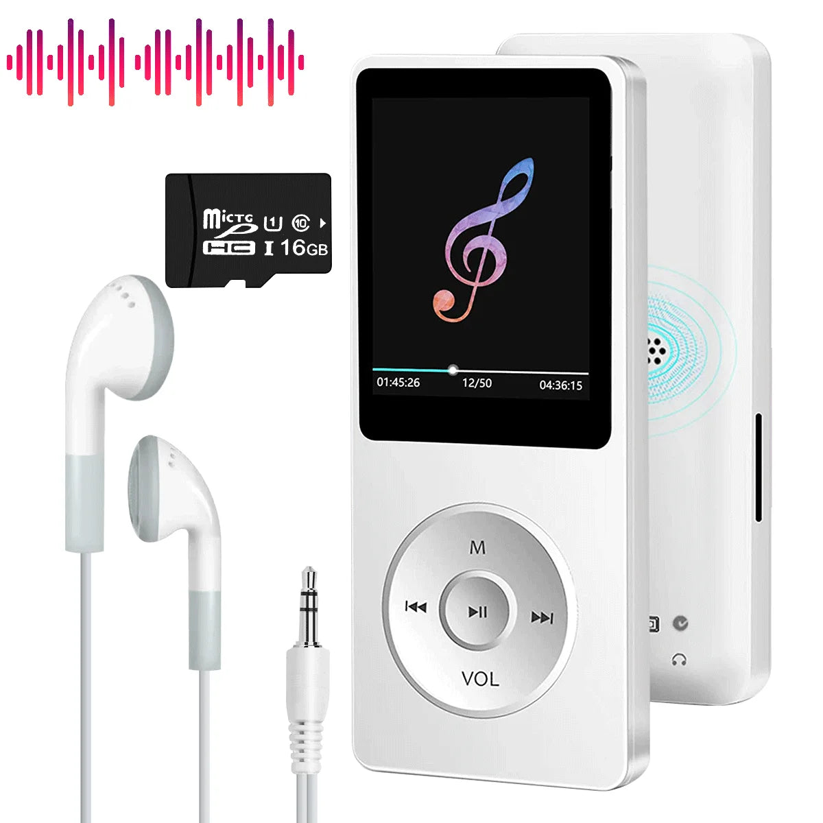 Portable Bluetooth MP3 MP4 Player with FM Radio Recorder HIFI Audio USB Charging and 16GB Storage