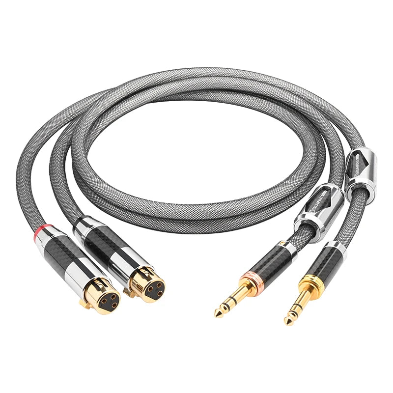 Premium Silver Plated 6.35mm to XLR Balanced Stereo Audio Cable for Studio and Stage