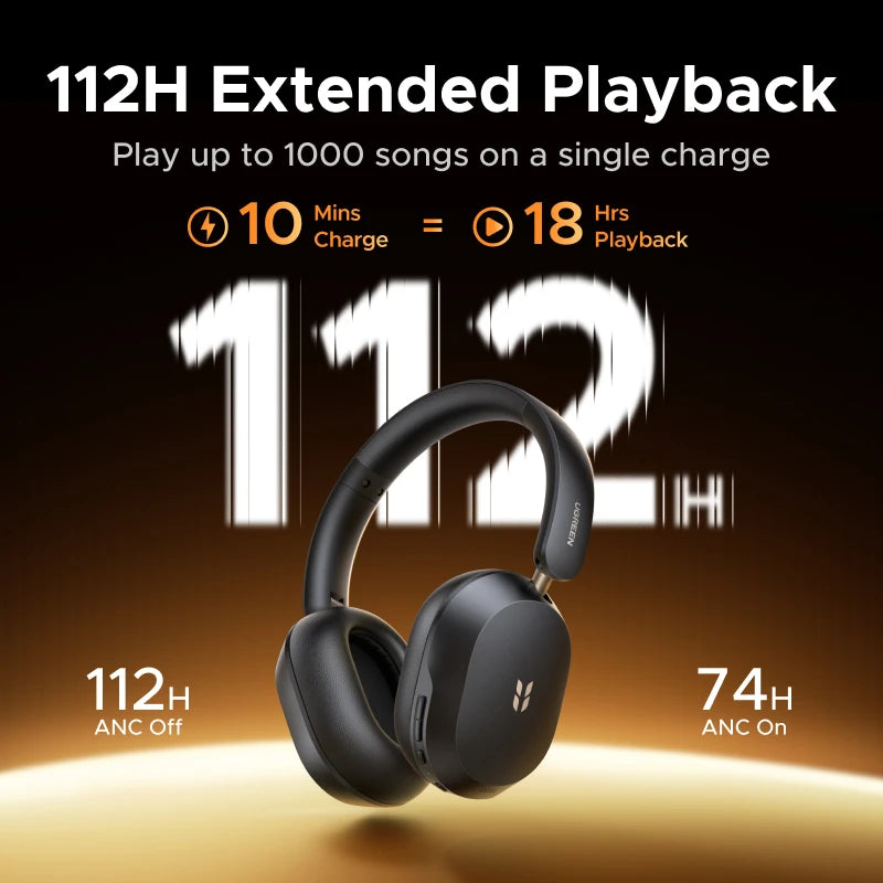 Wireless Over-Ear Bluetooth Headphones with Active Noise Cancelling and Extended Battery Life