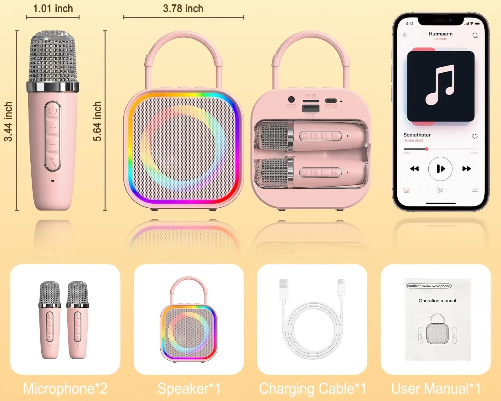 Mini Karaoke Machine for Kids – Portable All-in-One Bluetooth Speaker with 2 Microphones