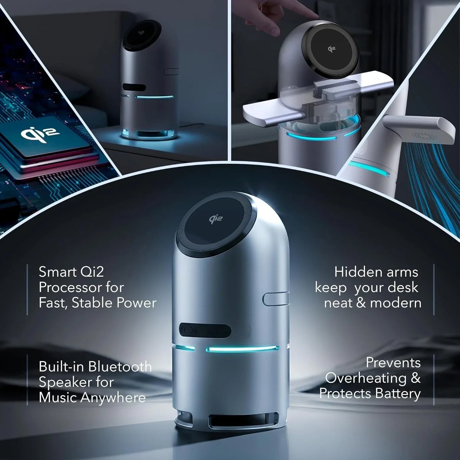 Magnetic 3 in 1 Wireless Charger and Bluetooth Speaker for iPhone, Apple Watch and AirPods