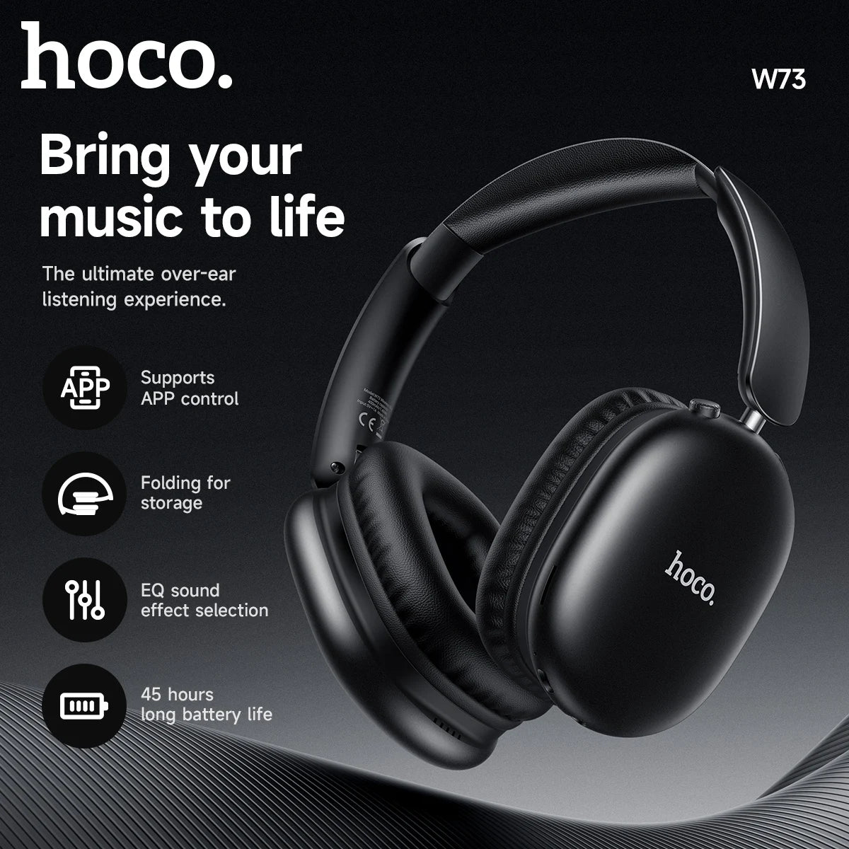 Wireless Over Ear Bluetooth Headphones with App Control Long Battery Life and Built In Microphone