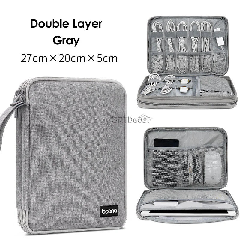 Portable Electronics Protective Storage Bag for Tablets Phones Power Banks Cables Travel Tech Pouch