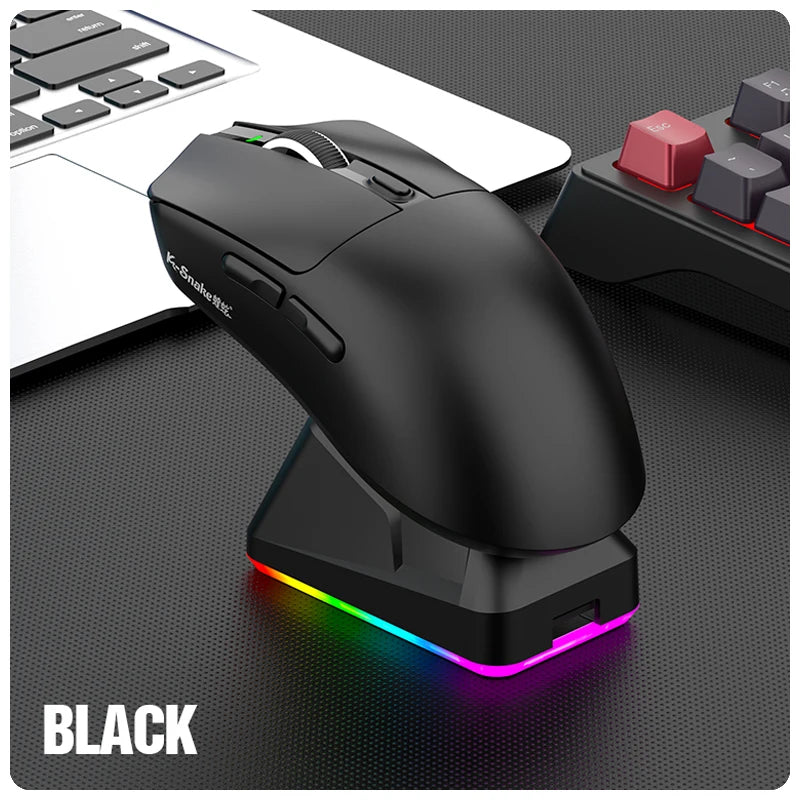 Three Mode Wireless Gaming Mouse with Bluetooth Connectivity and 12000 DPI Optical Sensor