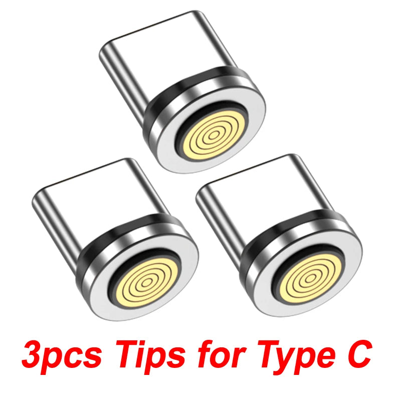 540 Degree Magnetic Fast Charging USB Type C Cable with 5A PD100W Power and 3 Tips