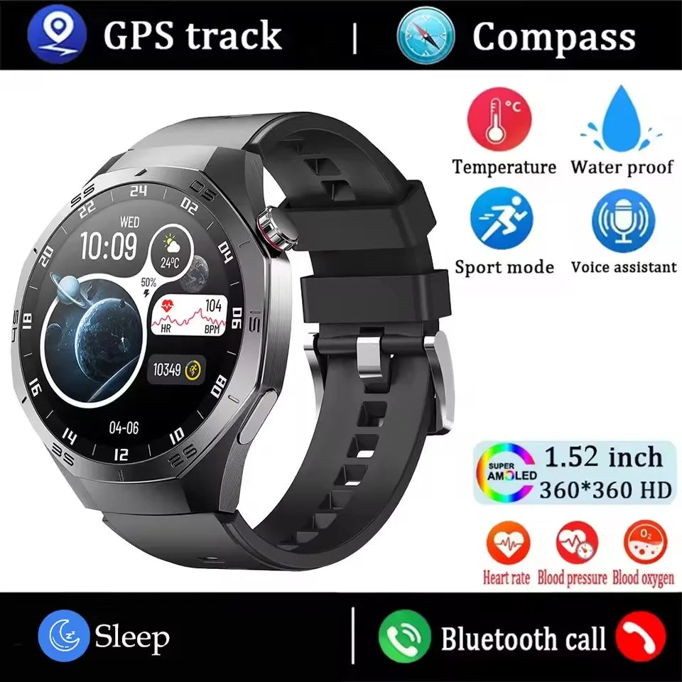 1.43" AMOLED GPS NFC Smart Watch with Bluetooth Calling & Health Monitor Waterproof Sports