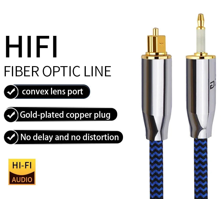 Premium Digital Optical Toslink Round to Square Audio Cable for TV Soundbar Amplifier and Subwoofer