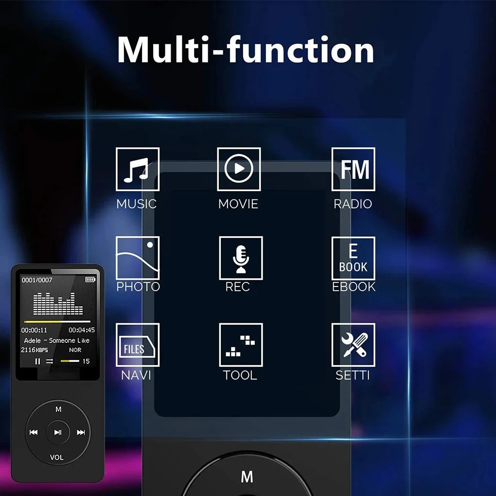 Ultra-Thin Portable MP3 Player with Lossless Audio FM Radio Voice Recorder and Expandable Storage