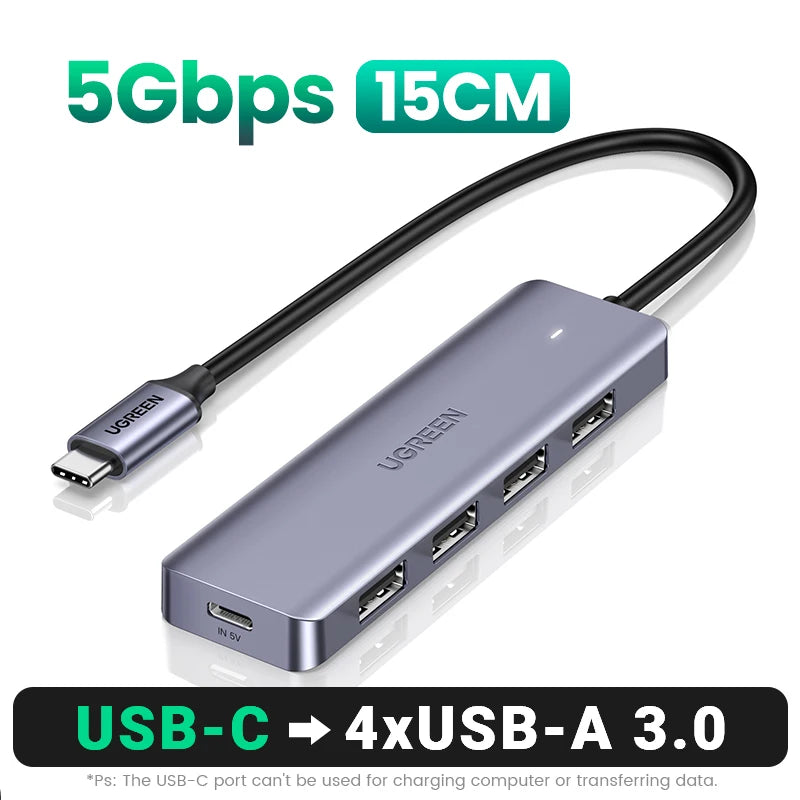 USB-C Hub 4 Ports USB 3.0 Splitter Adapter Type C to USB-A Hub for MacBook iPad Pro Samsung