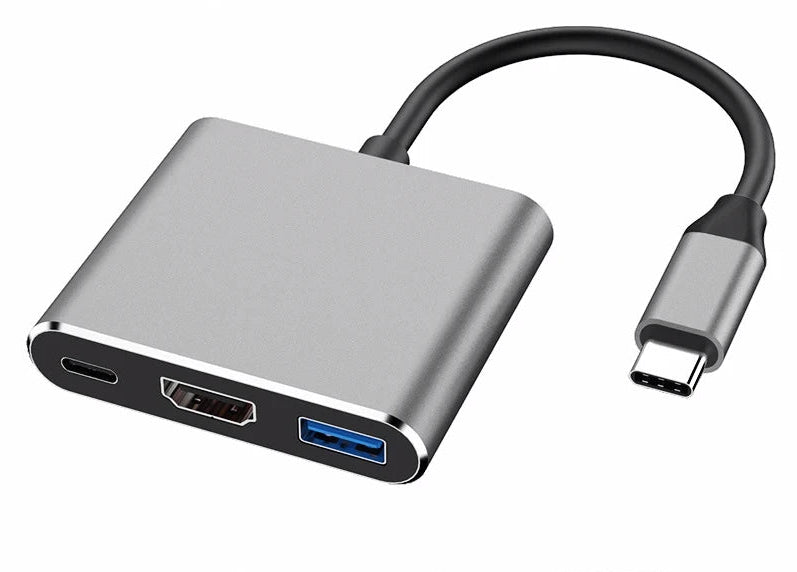 3 in 1 USB-C Hub with 4K HDMI USB 3.0 Data and Type-C Charging Adapter for Laptops