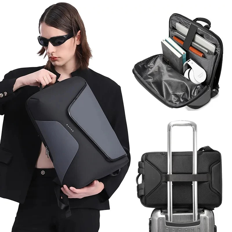 Business Laptop Backpack Water Resistant School Bag with 15.6 Inch Computer Compartment Black Grey