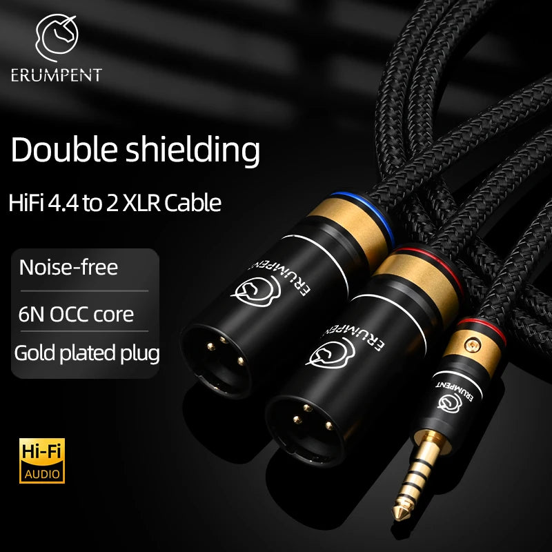 Premium HiFi 4.4mm Balanced to Dual XLR Audio Cable for Amplifiers Mixers and Studio Equipment