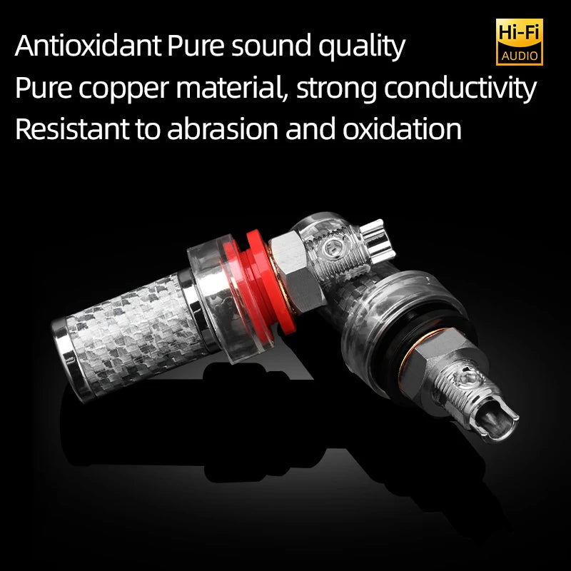 Premium Carbon Fibre Rhodium Plated Speaker Binding Posts for HiFi Amplifiers and Speakers