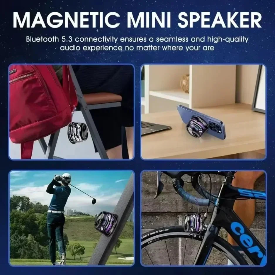 Portable Bluetooth Speaker with RGB Lighting and Magnetic Mount for Travel and Outdoor Use