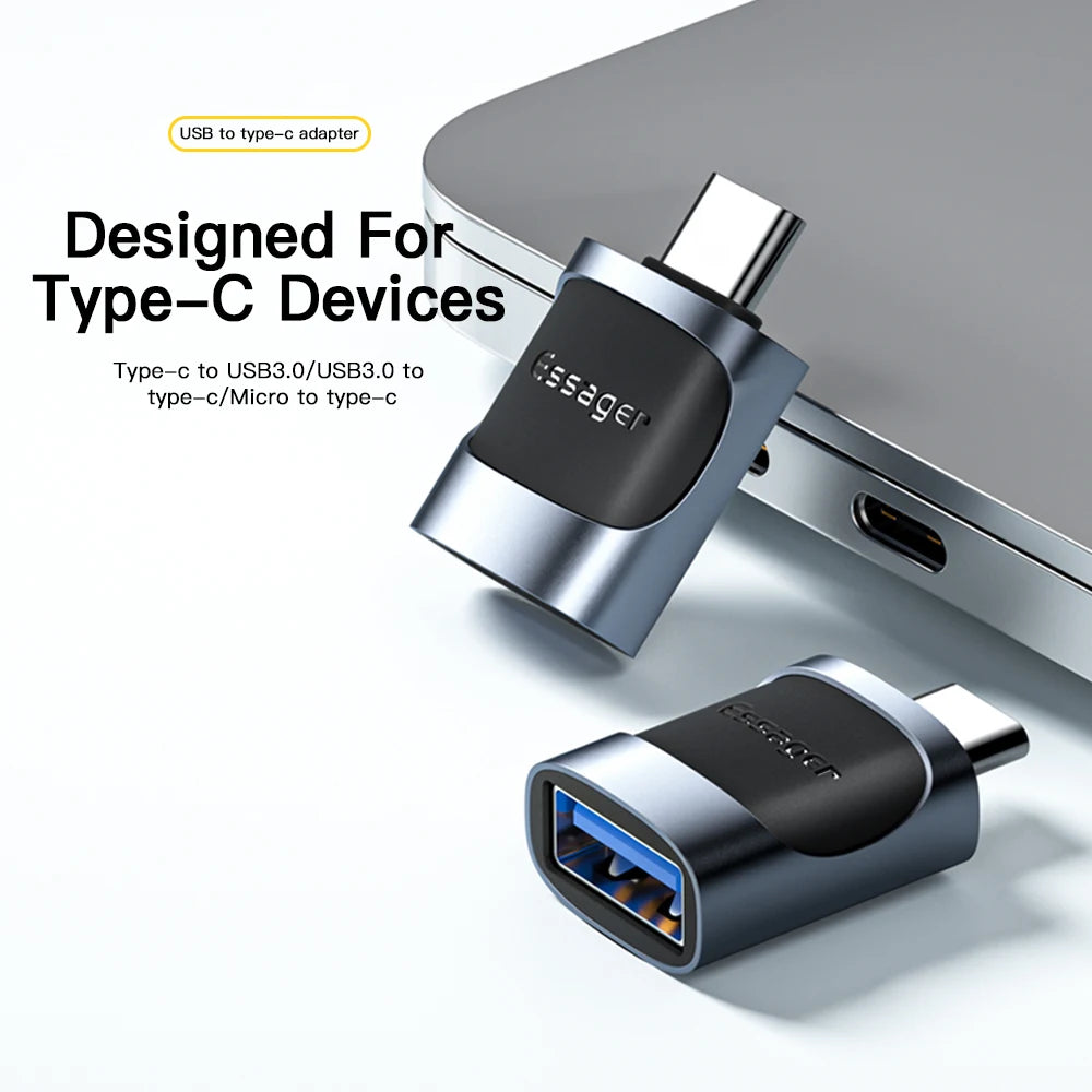 USB 3.0 to Type-C OTG Adapter USB-A Type-C Male Micro USB Converter for Laptops & Card Readers