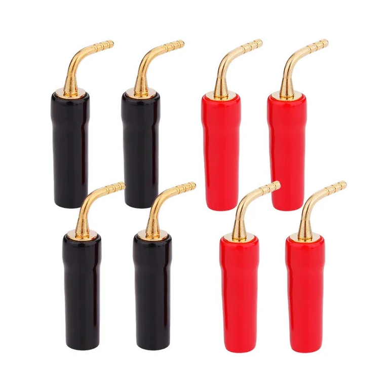 8 Piece 2mm Speaker Wire Banana Plug Set with Gold Plated Screw Lock Connectors