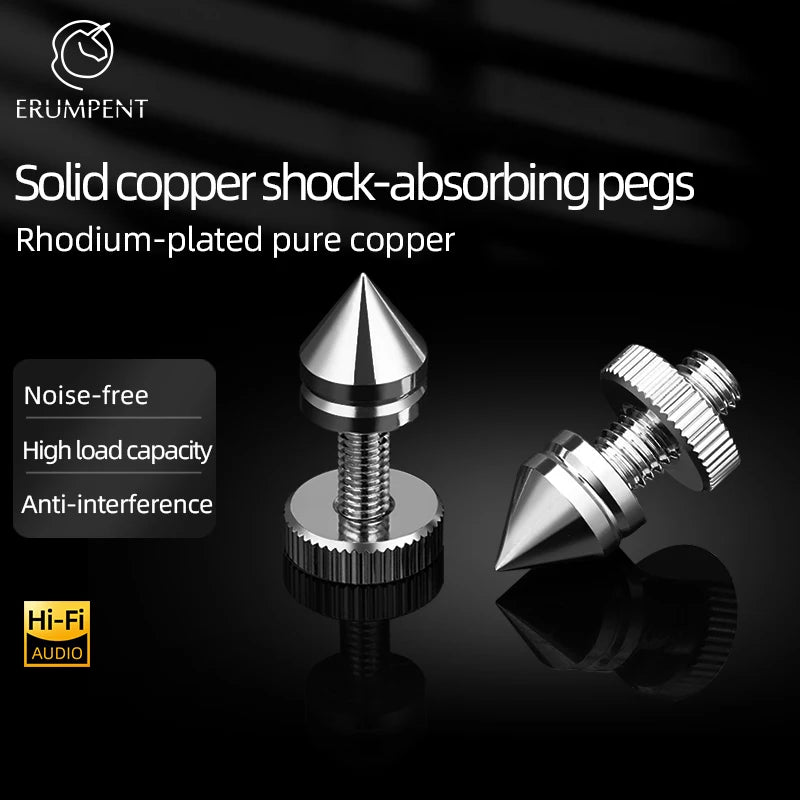 Pure Copper Rhodium Plated Isolation Feet and Damping Spikes for Amplifiers and Speakers