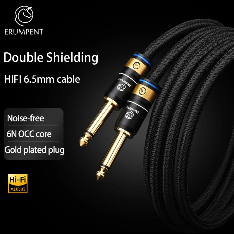 Premium 6.5mm to 6.5mm Mono Audio Cable for Guitar Amplifier Mixer and Studio Equipment