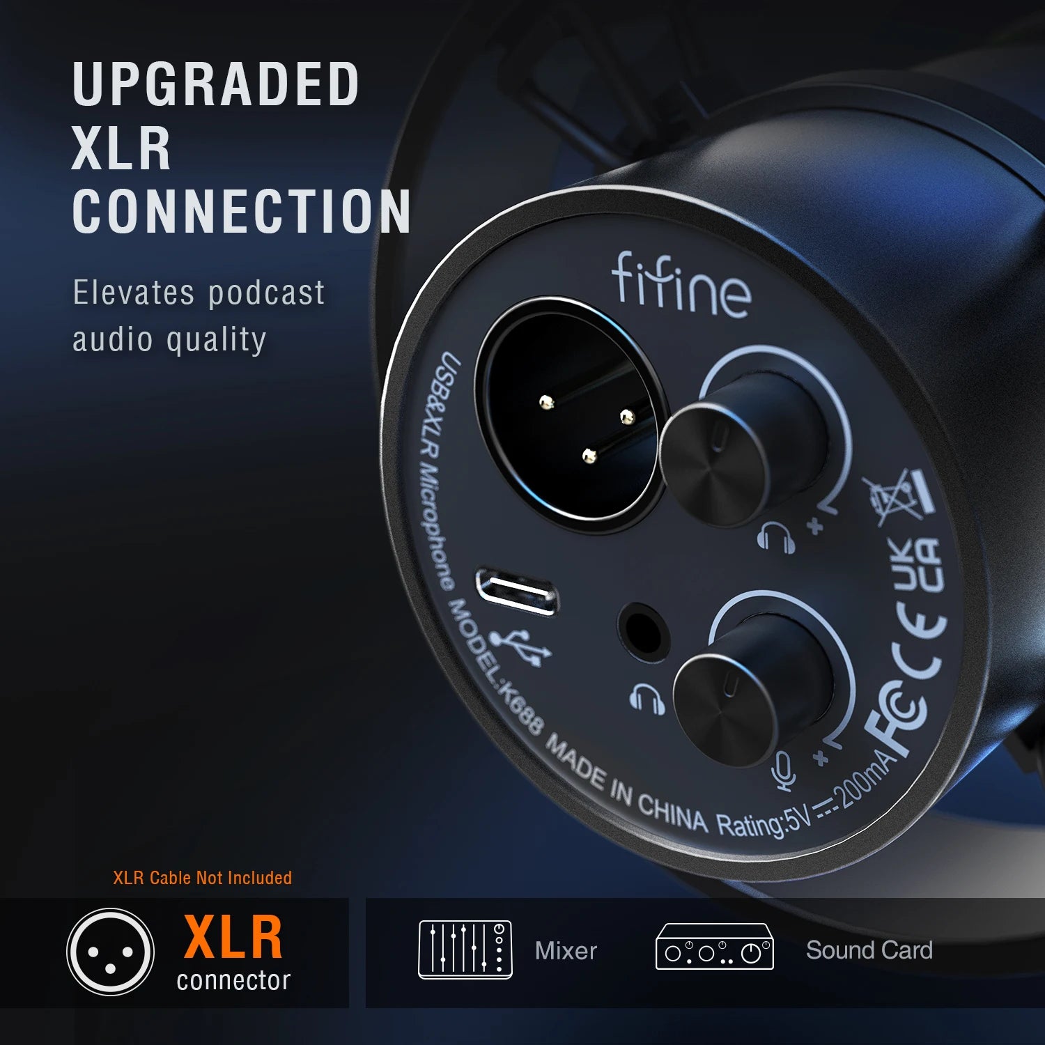 XLR and USB Dynamic Recording Microphone with Real-Time Monitoring Gain Control Touch Mute for PC