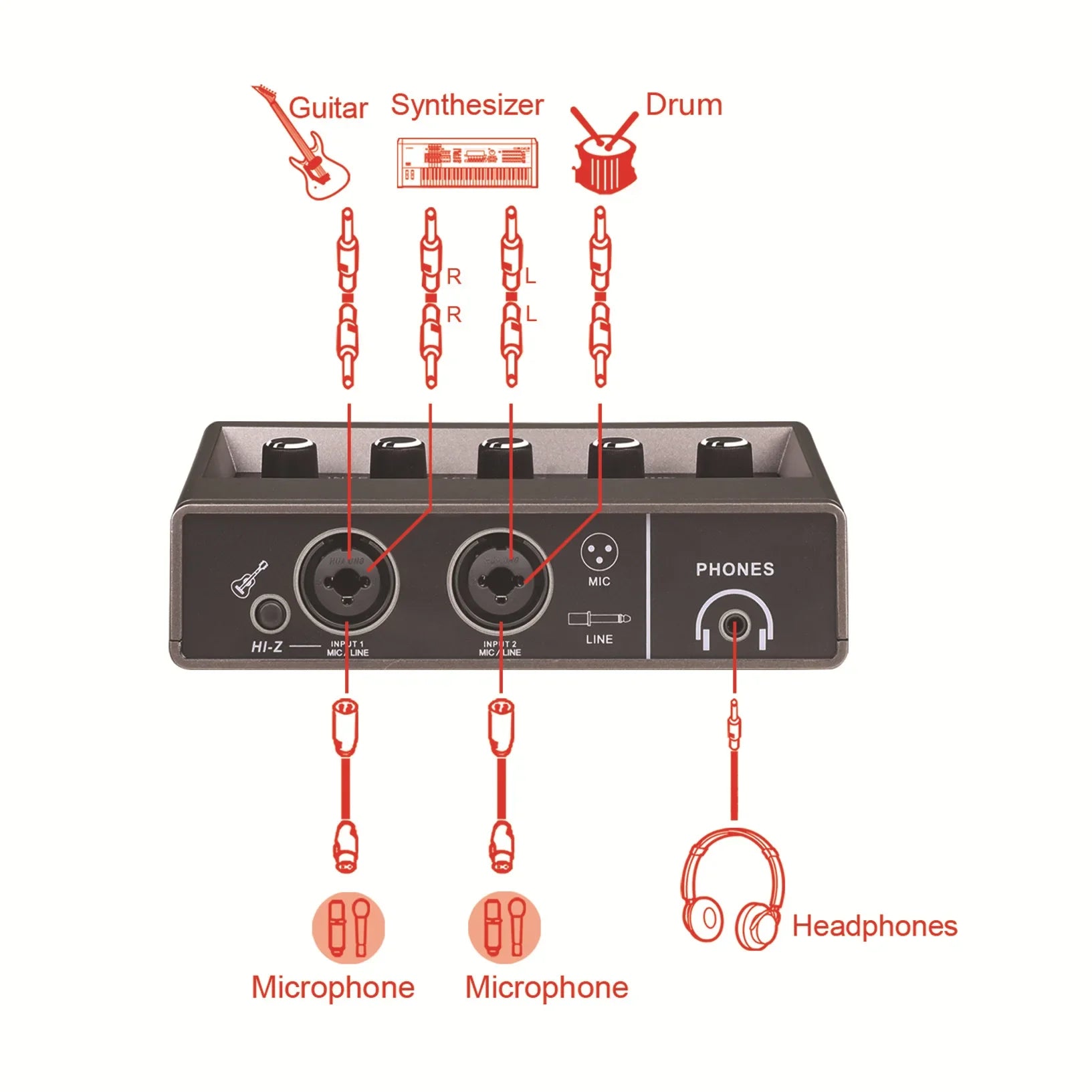 USB Audio Interface External Sound Card for Professional Studio Recording and Live Streaming