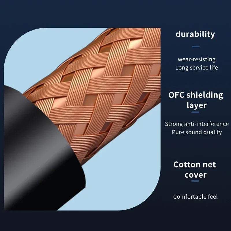 Premium OFC Copper 4.4mm to 3.5mm Balanced Audio Adapter Cable for Headphones and Amplifiers