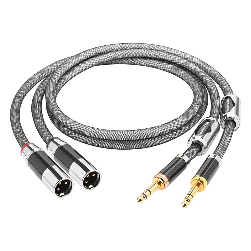 Premium Silver Plated 6.35mm to XLR Balanced Stereo Audio Cable for Studio and Stage