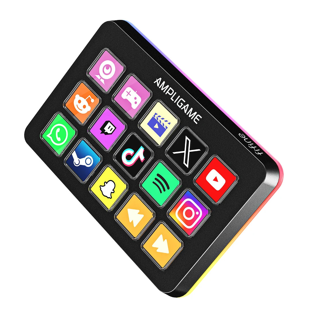 Streaming Controller with 15 Customisable LCD Macro Keys for OBS Twitch YouTube Productivity on Mac PC