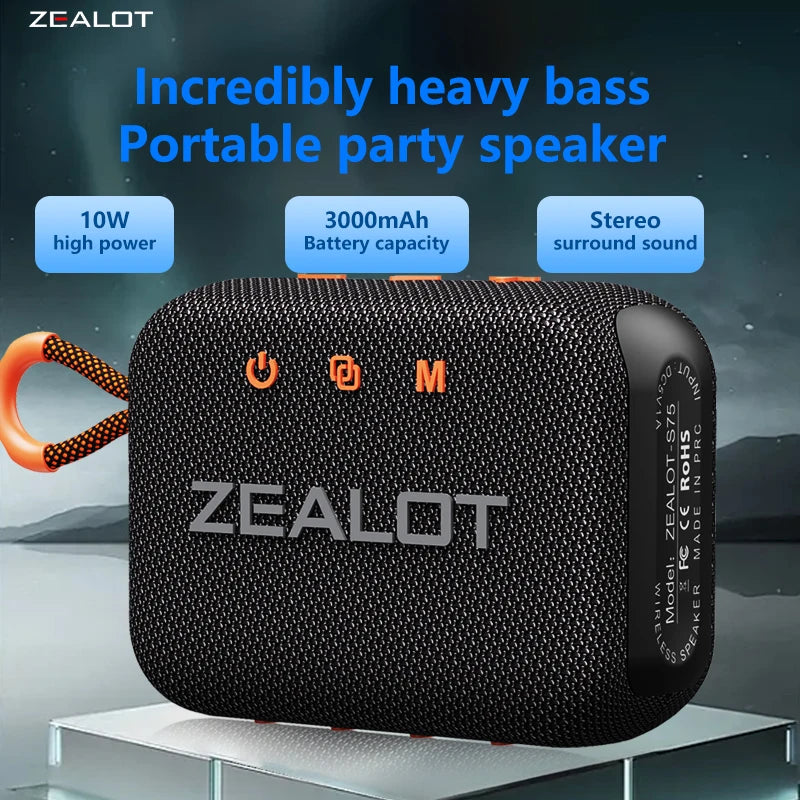 Portable Wireless Subwoofer Speaker with Deep Bass, Bluetooth 5.3, and 16 Hours Playtime