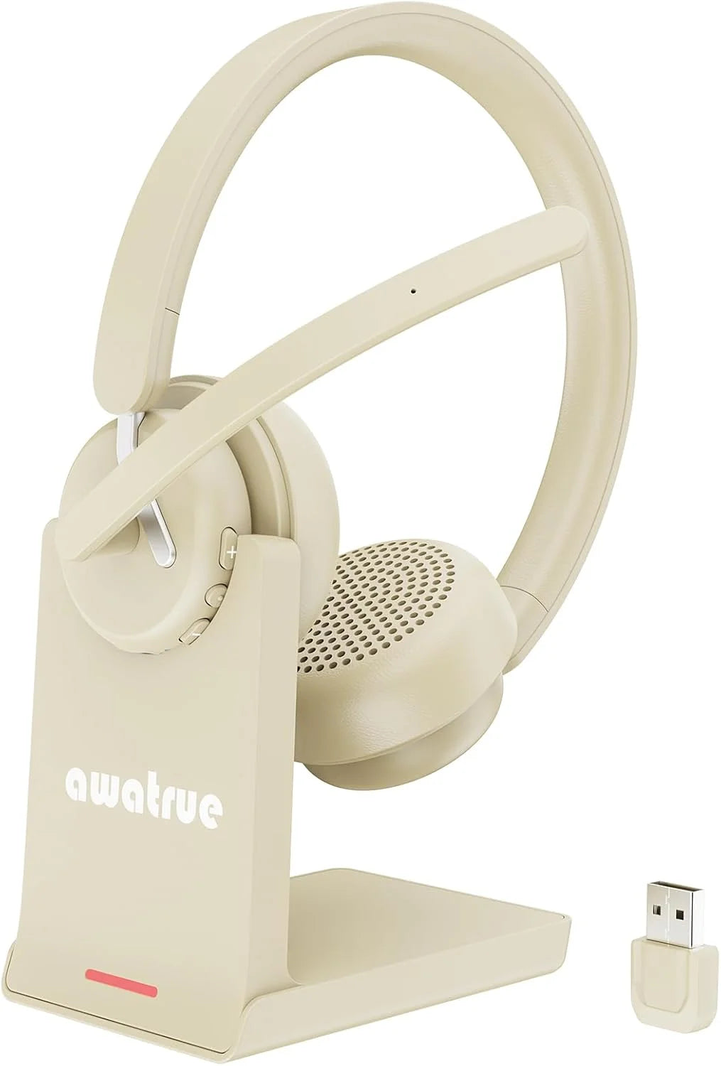 Wireless Bluetooth Headset with AI Noise Cancelling Microphone and Charging Base