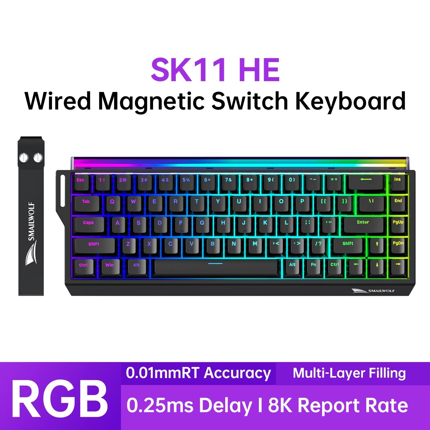 68 Percent Magnetic Switch Mechanical Gaming Keyboard with Rapid Trigger and 8K Polling Rate