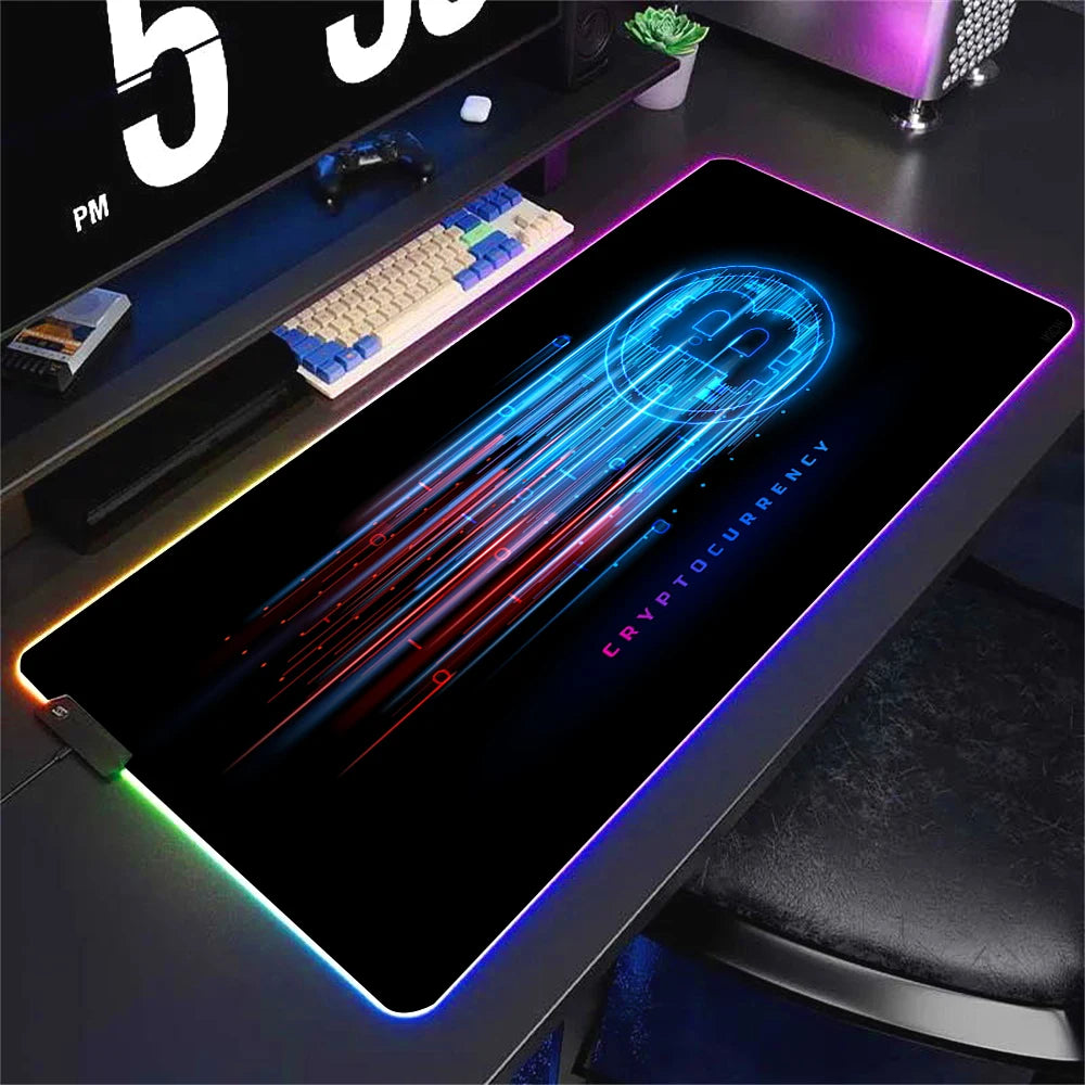 Oversized RGB LED Gaming Mouse Pad Non Slip Waterproof Desk Mat Multiple Sizes for PC Setup