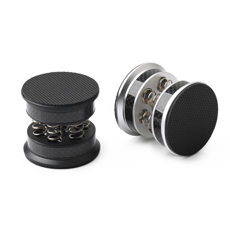 Carbon Fibre Speaker Isolation Spikes with Spring Damping Pads for Amplifiers and CD Players
