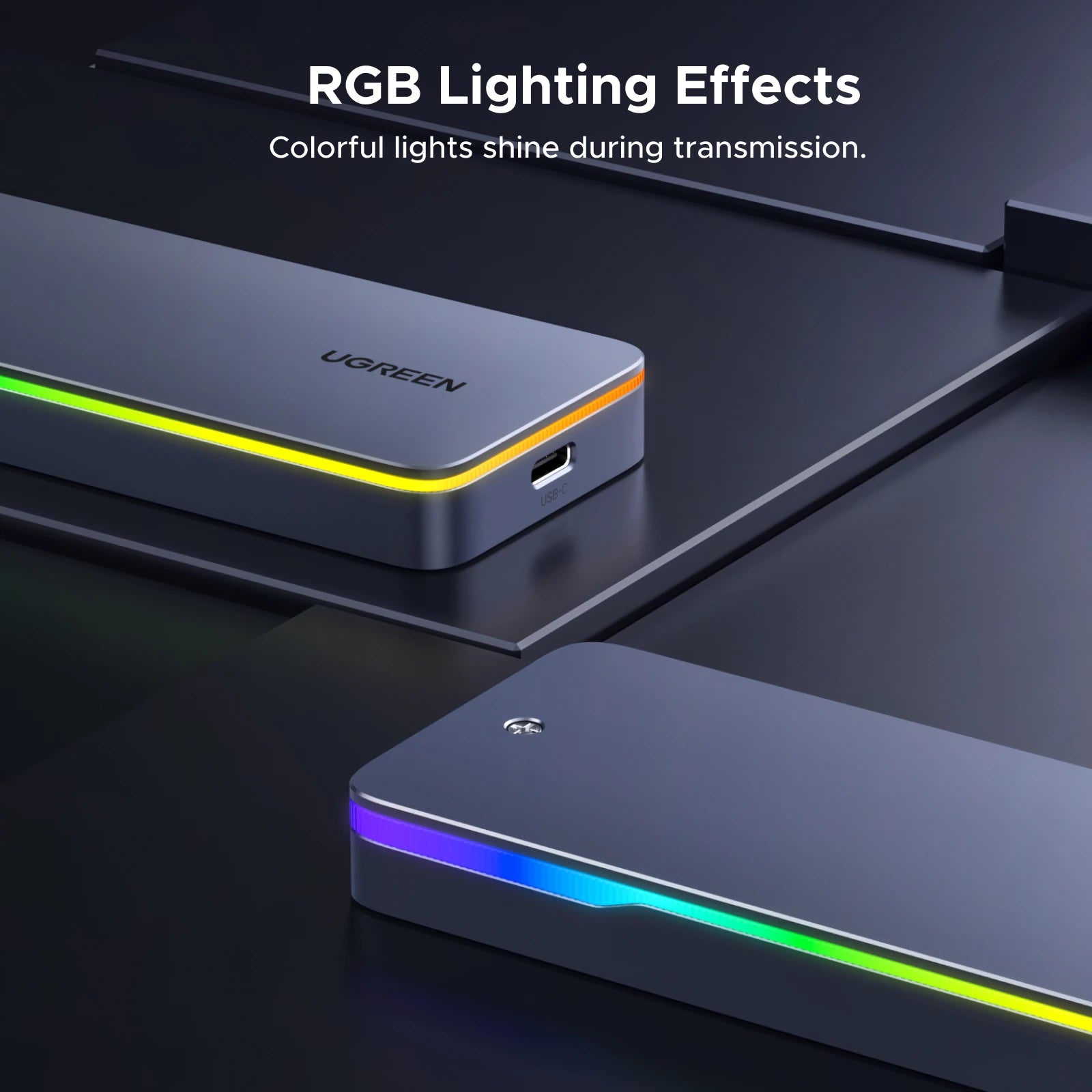20Gbps USB C M.2 SSD Enclosure NVMe SATA External Case USB 3.2 Gen 2x2 with RGB Lighting