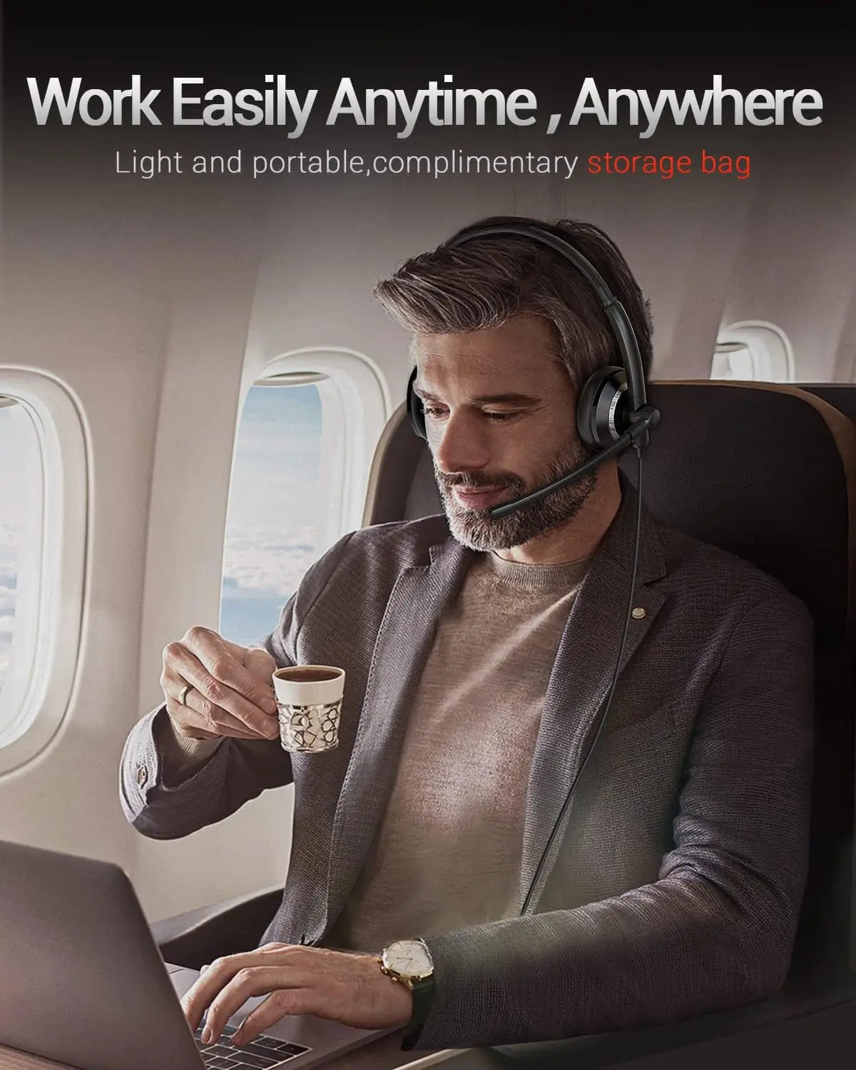 Wired USB Headset with Noise Cancelling Microphone and In Line Control for PC and Laptop