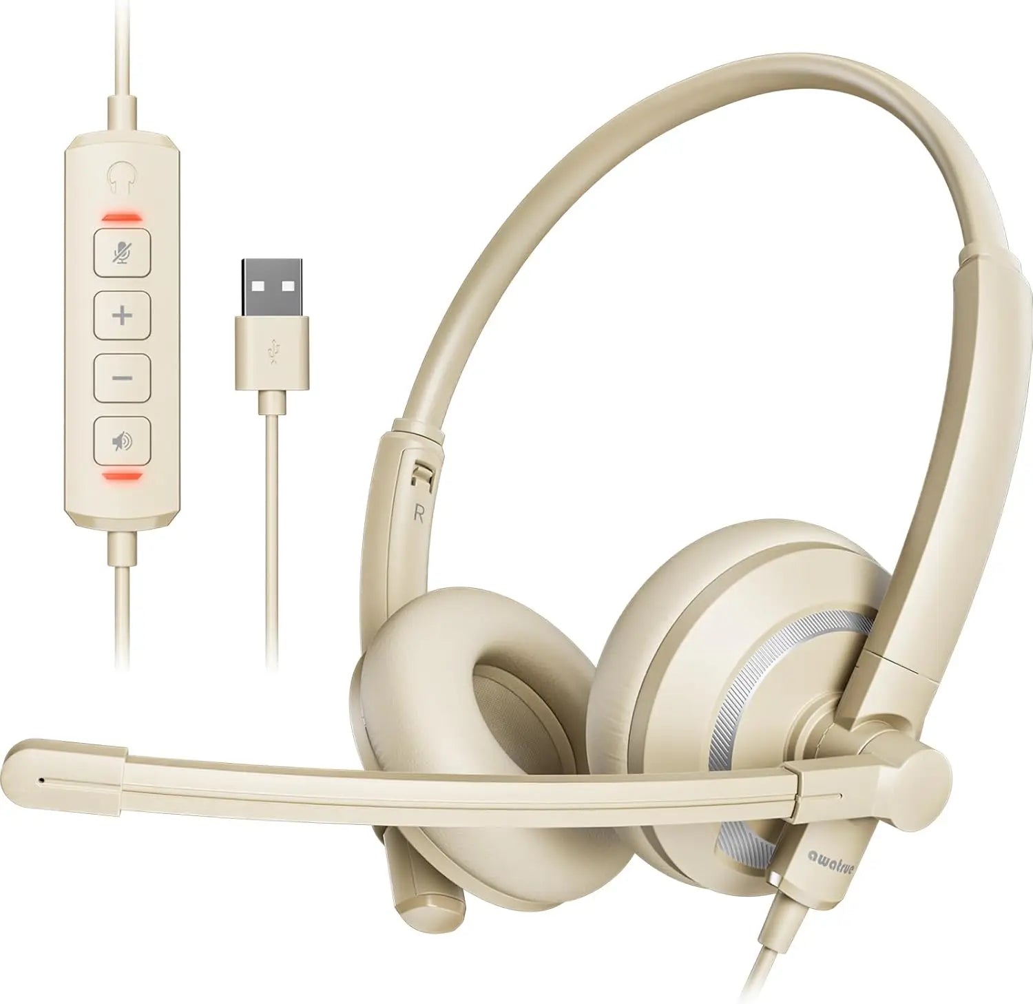 Wired USB Headset with Noise Cancelling Microphone and In Line Control for PC and Laptop