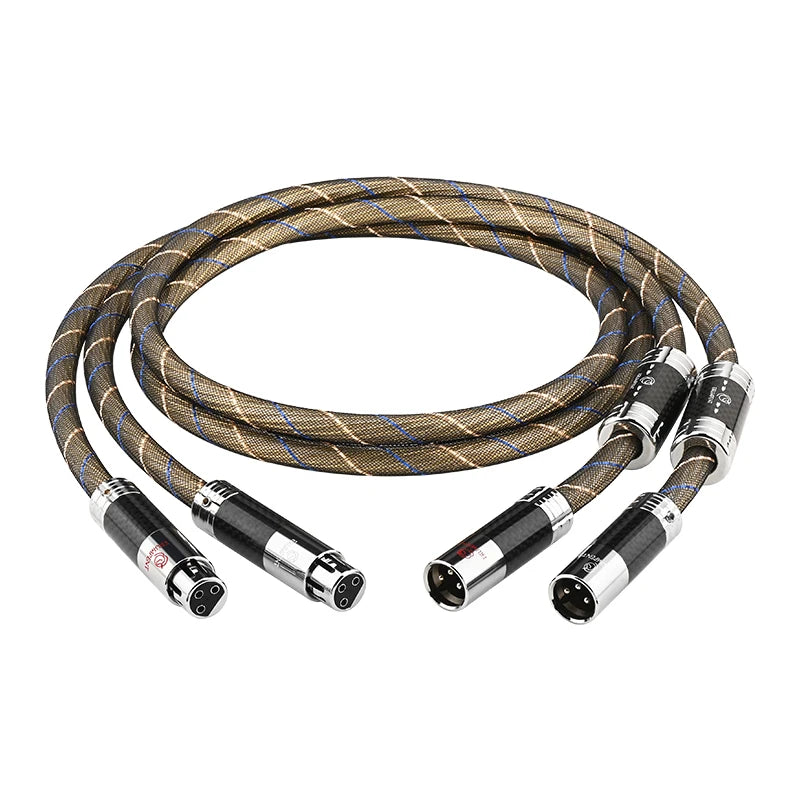Premium Sterling Silver Plated Balanced XLR Male to Female Audio Cable for Studio and HiFi Use