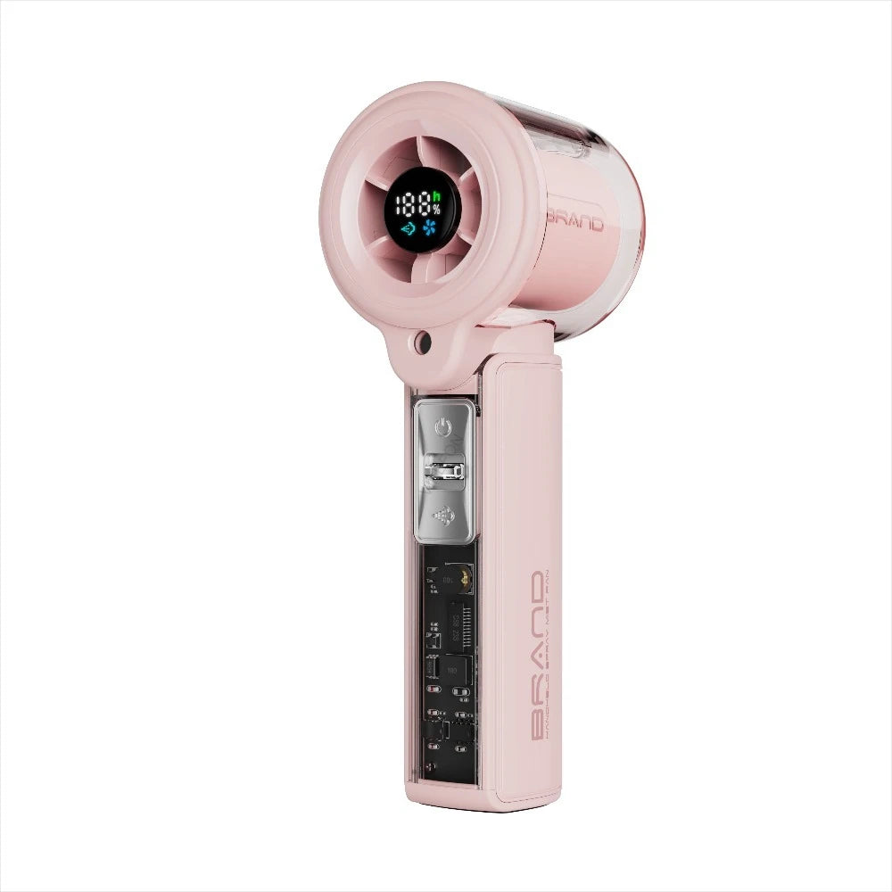 Portable Rechargeable Handheld Fan with Water Mist Spray and Digital Display for Outdoor Use