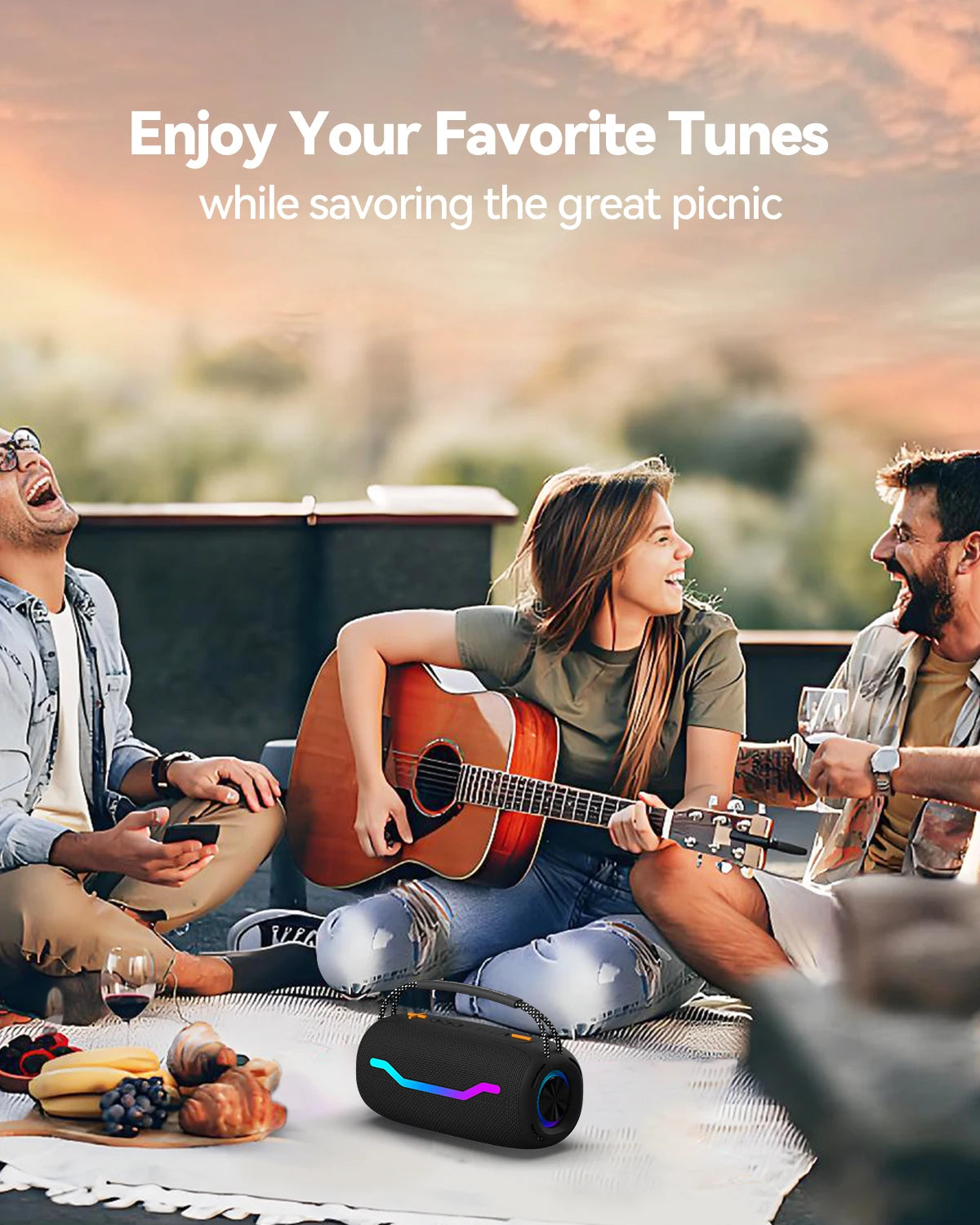 Portable Bluetooth Speaker with HD Sound Waterproof Design and Karaoke Function for Home and Outdoors