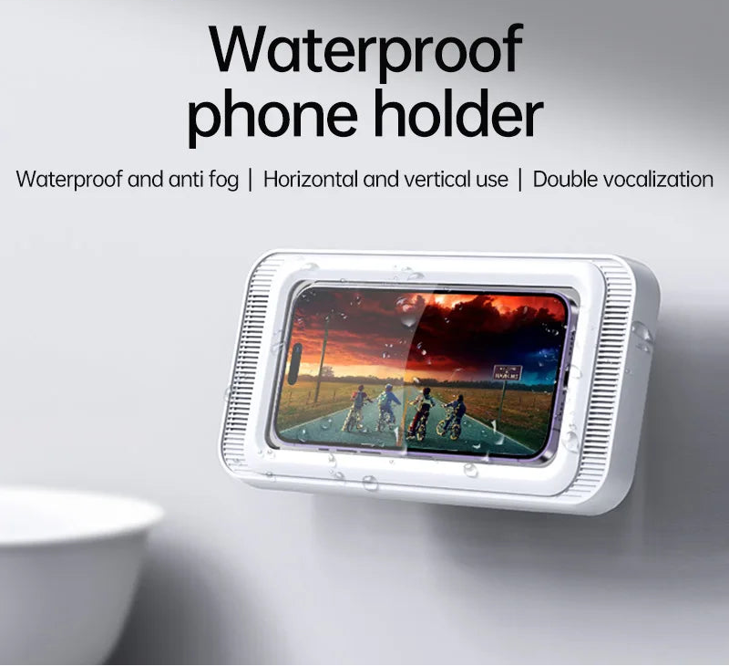 Waterproof Rotating Shower Wall Phone Holder for 4–7 Inch Devices Anti-Fog Bathroom Mount Case