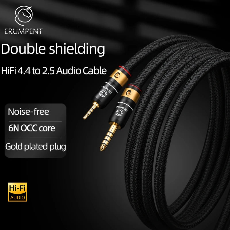 Premium 4.4mm to 2.5mm OCC Audio Cable with Dual Shielding and Gold Plated Connectors