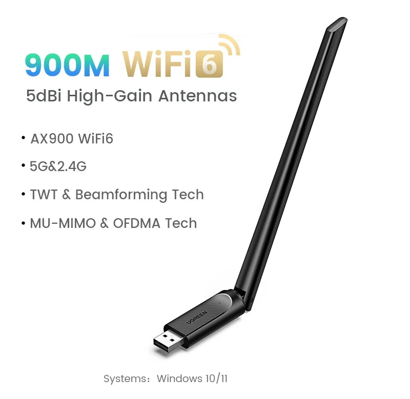 USB WiFi Adapter AX1800 AX900 Dual Band 5GHz 2.4GHz Wireless Dongle for Desktop Laptop