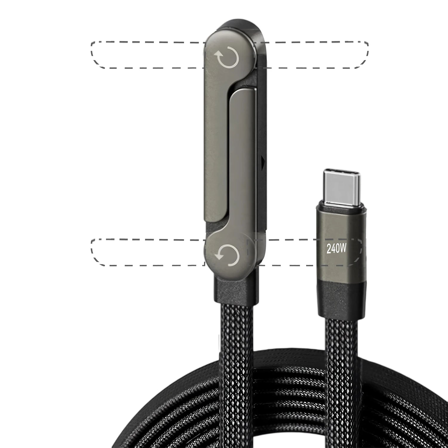Foldable Phone and Tablet Stand with Dual Fast Charging Cable and 360 Degree Rotation