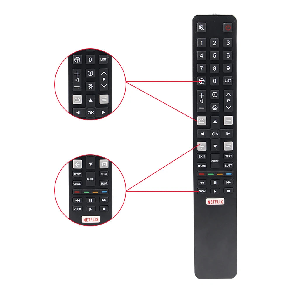 Smart TV Infrared Remote Control Replacement for TCL 4K UHD LED Television Black