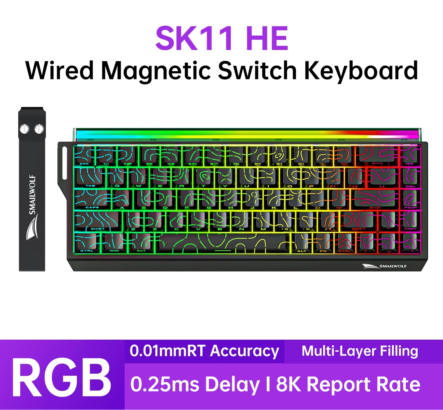 68 Percent Magnetic Switch Mechanical Gaming Keyboard with Rapid Trigger and 8K Polling Rate