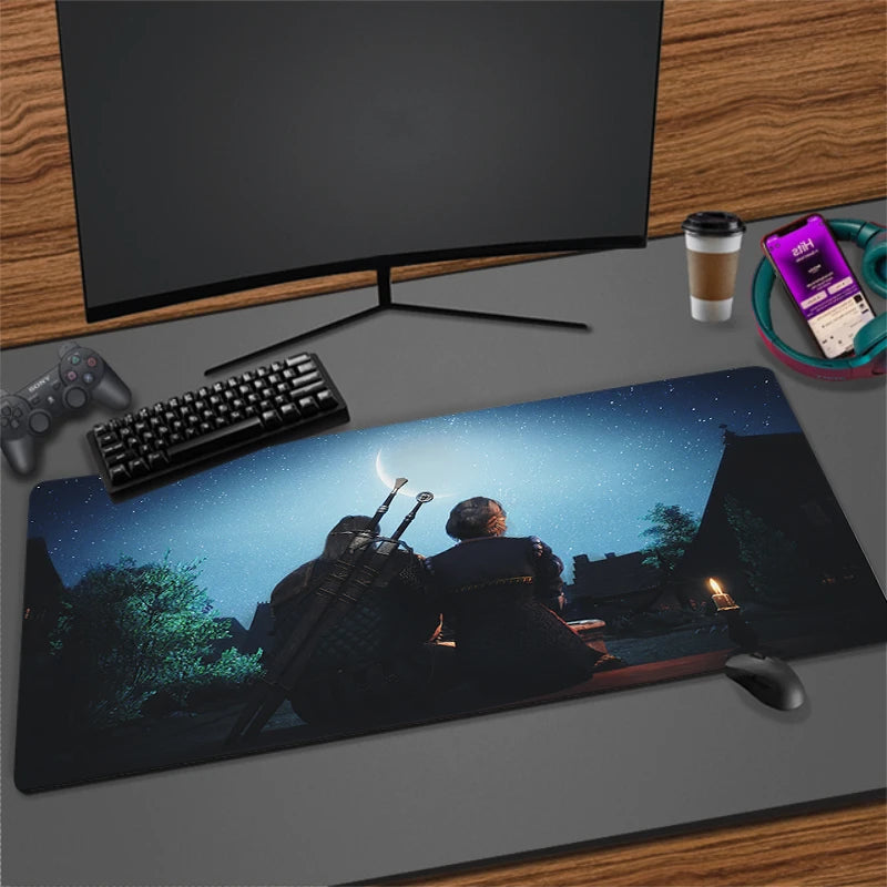 Large Cartoon Gaming Mouse Pad with Stitched Edges Non-Slip Rubber Base for Desktops and PCs