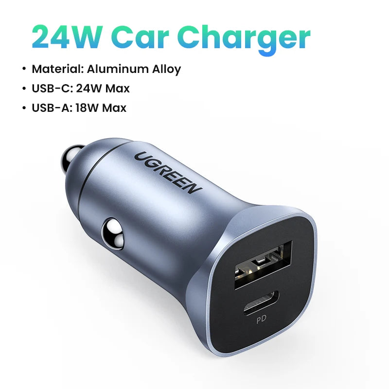 30W Car Charger USB-C Fast Charging for iPhone 17 16 15 Samsung Xiaomi Quick Charge 3.0 4.0