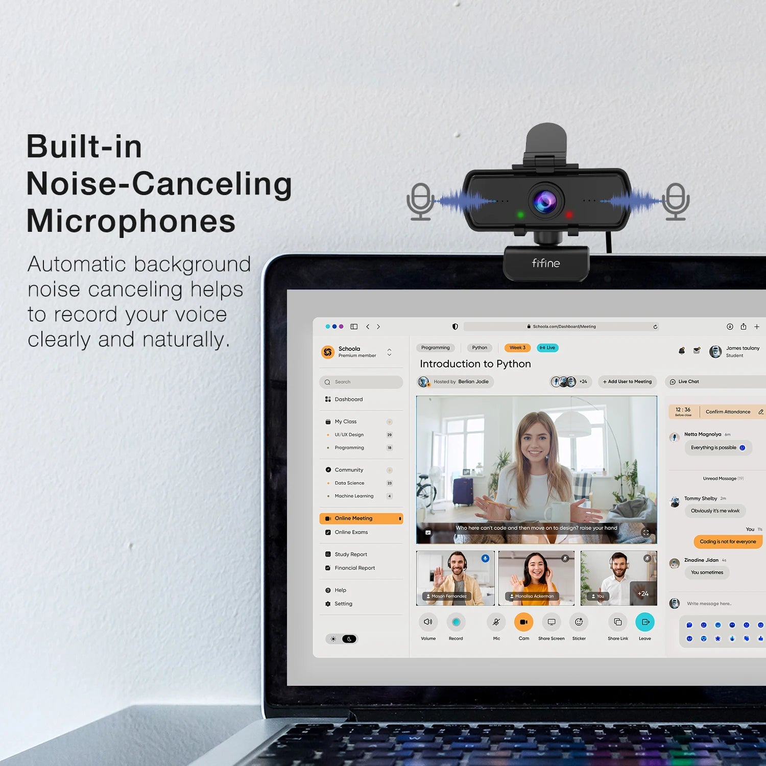 1440p Full HD USB Webcam with Microphone and Tripod for PC Laptop Video Calls Streaming