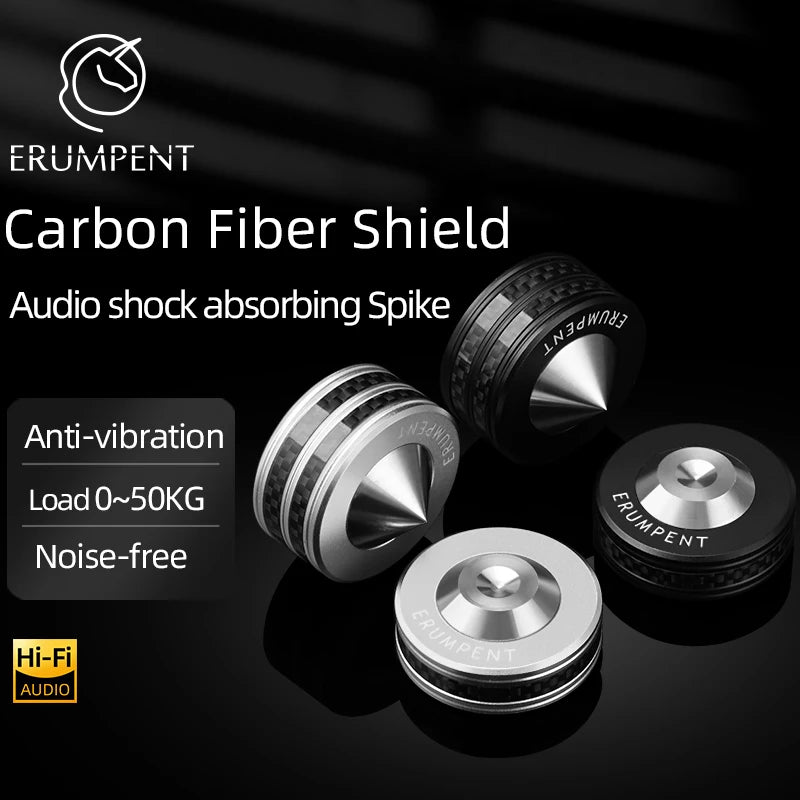HiFi Speaker Isolation Spikes and Carbon Fibre Floor Mats for Amplifiers and Audio Systems